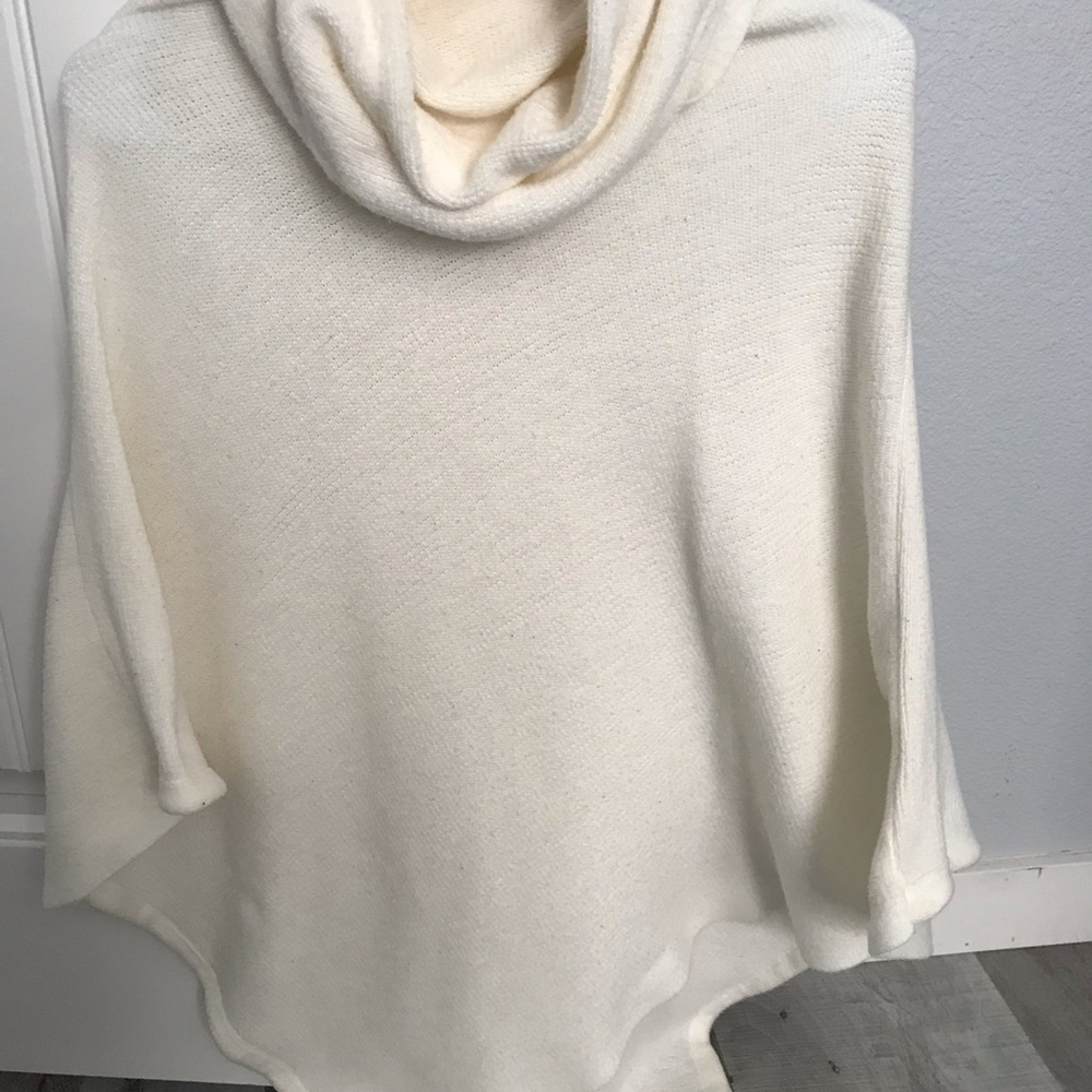 Kate Landry Cowl Neck Poncho in Ivory